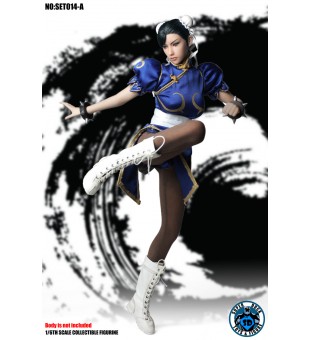 *Super Duck 1/6 CL Cosplay Fighting Head Sculpt and Costume / 中國格鬥女神藍色 014-A